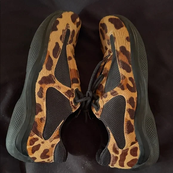 Prada Leopard Pony Hair America Cup Sneakers - Picture 7 of 7